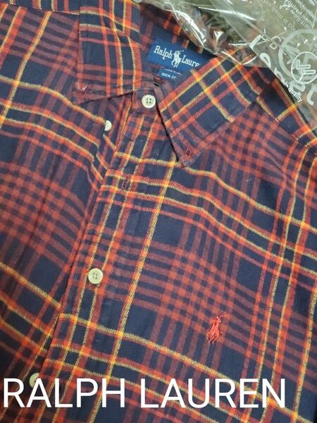 RALPH LAUREN ラルフローレン 長袖ボタンダウンシャツ チェック柄 M ◆クリーニング済み