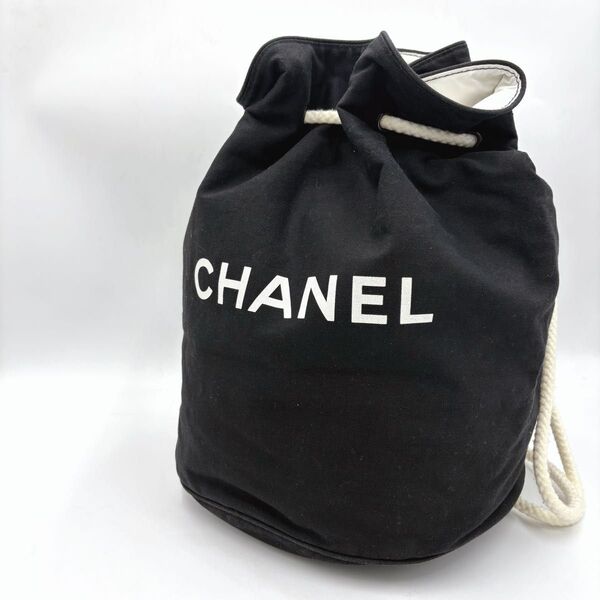 CHANEL シャネル ノベルティ キャンバス プールバッグ ショルダーバッグ 巾着型 ブラック