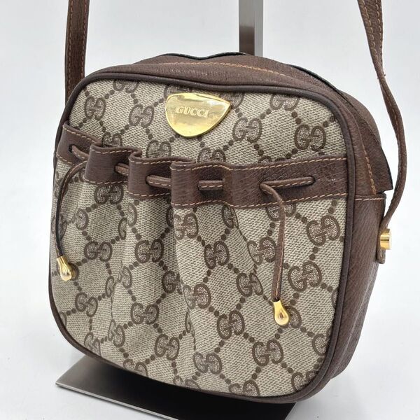 GUCCI オールドグッチ GGスプリーム レザー ミニショルダーバッグ PVC 斜め掛け ブラウン