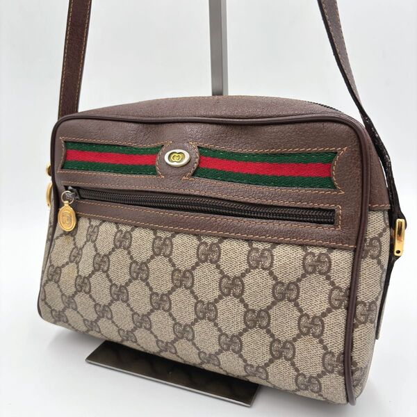 GUCCI オールドグッチ シェリーライン GG柄 レザー ショルダーバッグ ゴールド金具