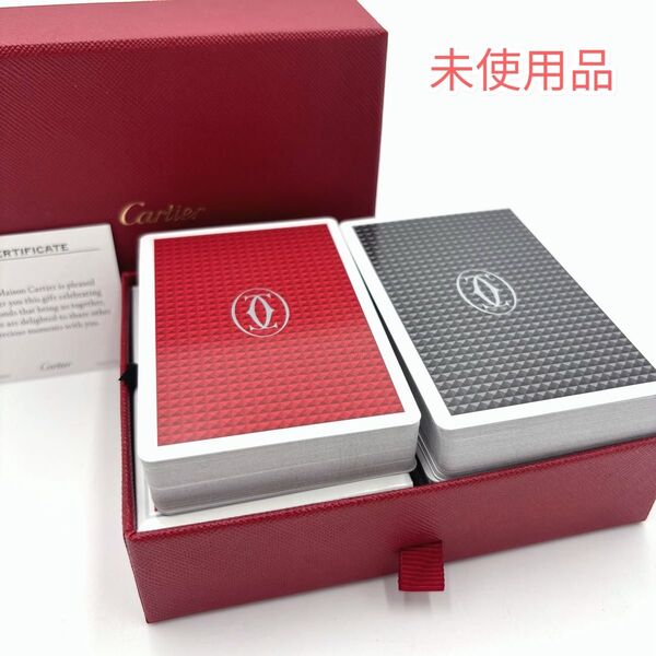 ■未使用■ Cartier カルティエ マストライン トランプ カードゲーム テーブルゲーム レッド系×ブラック系 非売品