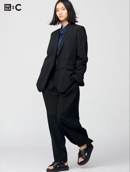 感動ダブルジャケットリラックスフィットXXL 感動タックワイドパンツXL セットアップのセット 美品 UNIQLO C ユニクロ