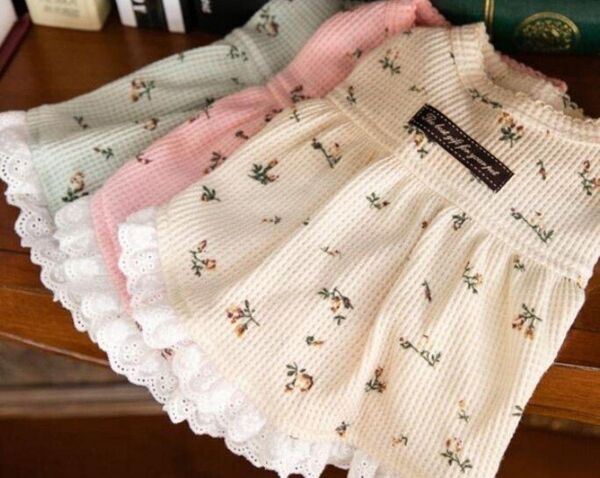 犬服 犬の服 花柄ワンピース ピンクS