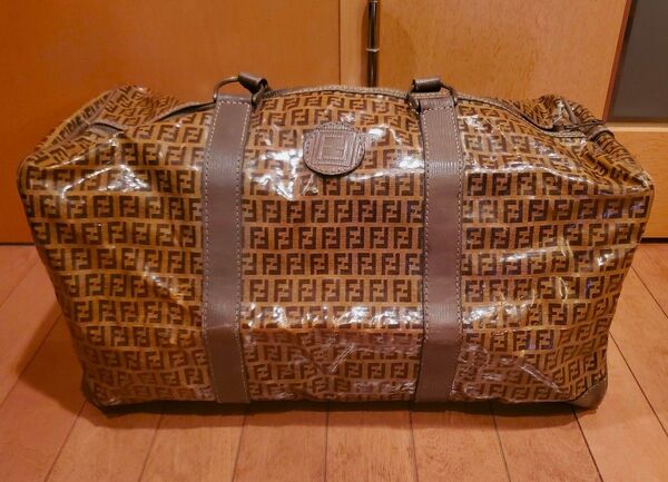 ヴィンテージ FENDI フェンディ ズッカ柄 ボストンバッグ PVC レザー ブラウン 総柄