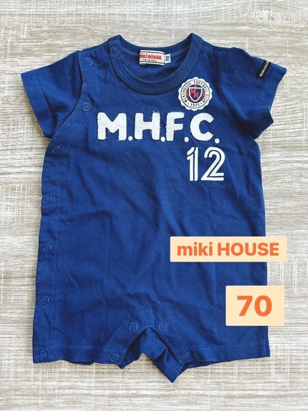 miki HOUSE ロンパース 70 ミキハウス ベビー服 可愛い サッカー ユニホーム 子供服 半袖 ベビー