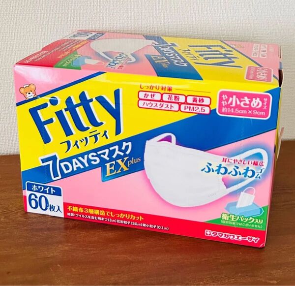 フィッティ 7DAYSマスクEX プラス ホワイト やや小さめ 60枚