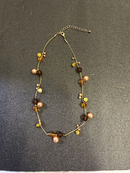ビーズネックレス ブラウン ハンドメイド