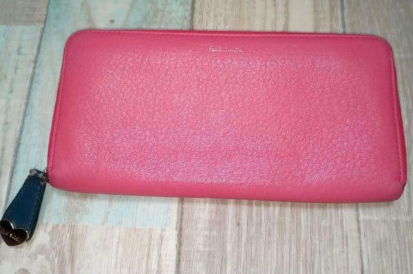 ポールスミス ラウンドジップ 長財布 ピンク ハートプル Paul Smith 良品