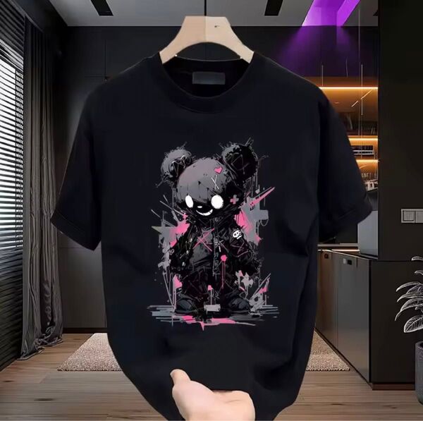 カッコ可愛いクマのコットンTシャツ 4XL