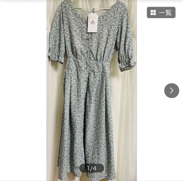 新品 タグ付き オリーブデオリーブ olive des olive ワンピース 花柄 グリーン vネック 半袖 羽織 ゴム F