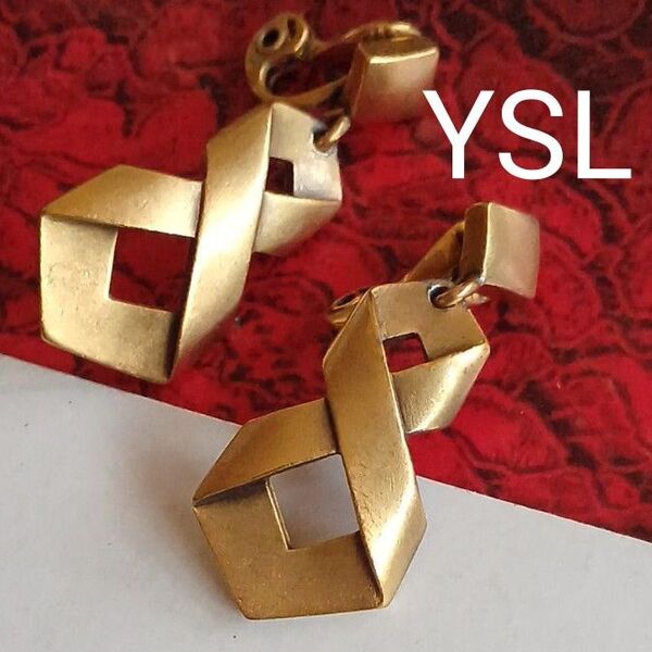 Yves Saint Laurent イヴサンローラン 艶消し イヤリング 大きめ ロゴ YSL サンローラン ヴィンテージ 軽い