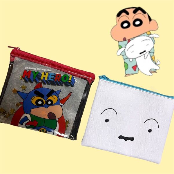 クレヨンしんちゃん ミニポーチ2個セット シロ アクション仮面 スパンコール