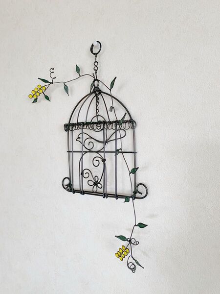 3D鳥籠 ワイヤークラフト ワイヤーアート 壁飾り