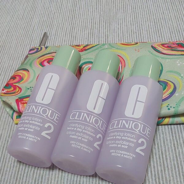 クリニーク CLINIQUE クラリファイングローション2 拭き取り化粧水 60ml 3本 ポーチおまけ付き