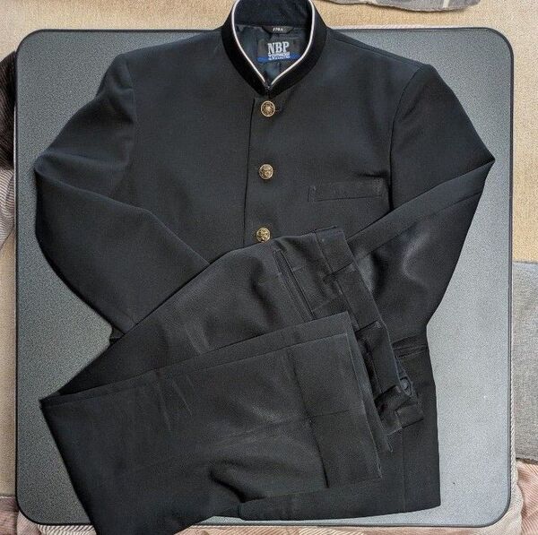 中古 学ラン スラックス セット 170A トンボ学生服NBP 制服 学生服 中学生 黒