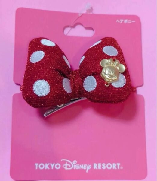 ディズニー ミニーちゃん ヘアゴム リボン ヘアポニー