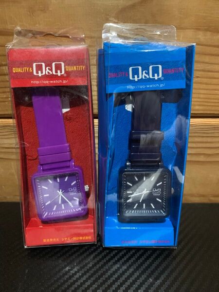 Q&Q 腕時計 2個セット パープル&ネイビー 未使用 こちら電池切れです。
