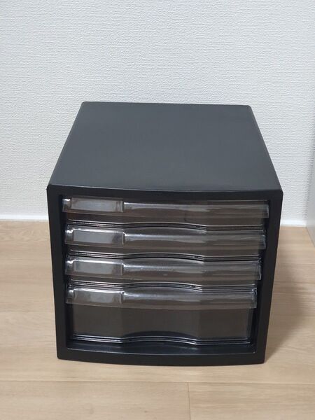 中古 書類ケース レターケース 引き出し 4段 黒 ブラック