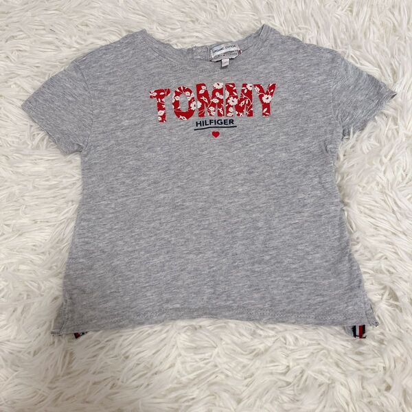 TOMMY HILFIGER 80cm 女の子 半袖Tシャツ キッズ服 ベビー服 子供服 グレー トップス オーガニックコットン