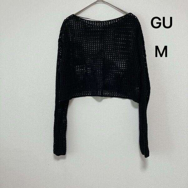 GU ジーユー レディース アクリルニットメッシュトップス Mサイズ 黒