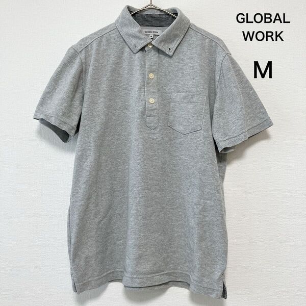GLOBAL WORK グローバルワーク メンズ 半袖ポロシャツ グレー Mサイズ