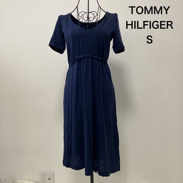 TOMMY HILFIGER 半袖 ワンピース ネイビー Sサイズ