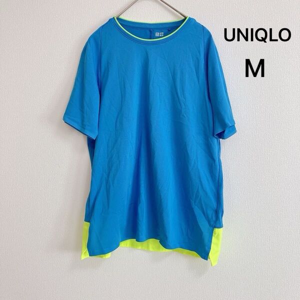 UNIQLO ユニクロ レディース PLUS ドライEXクルーネックTシャツ スポーツウェア Mサイズ ブルー 半袖