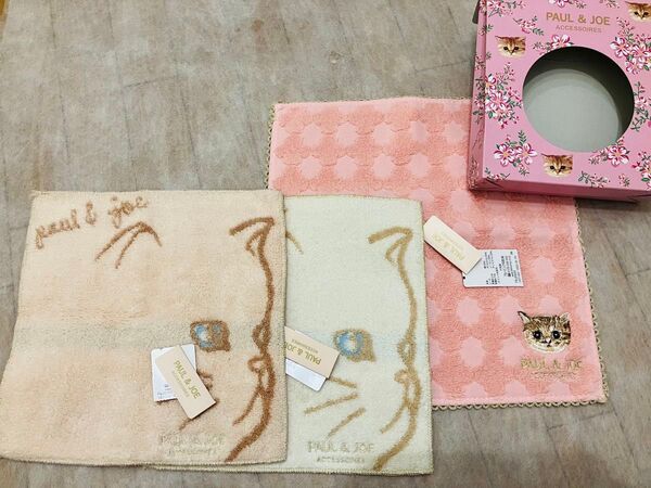 ポール&ジョー タオルハンカチ 3枚セット 未使用タグ付き ギフトボックス ジプシー ヌネット