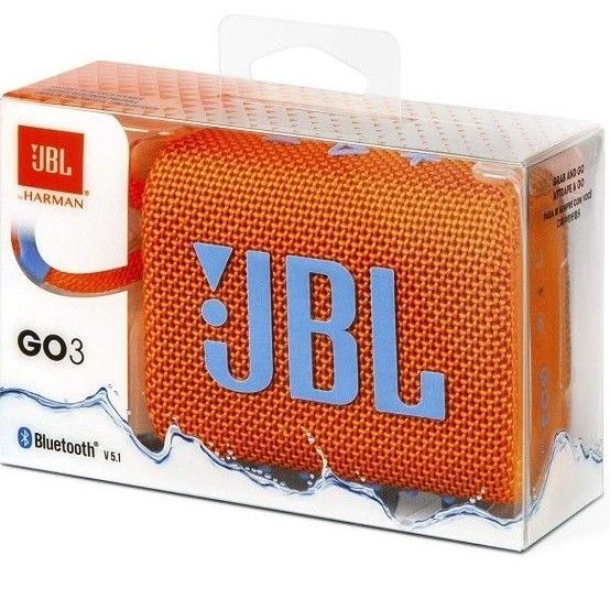 JBL GO3 Bluetoothスピーカーオレンジ USB C充電/防塵防水/パッシブラジエーター搭載/ポータブル