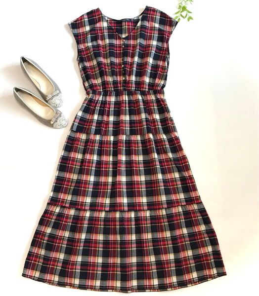 HONEYSUCKLE ROSE ハニーサックルローズ チェック柄 ロングワンピース M レッド