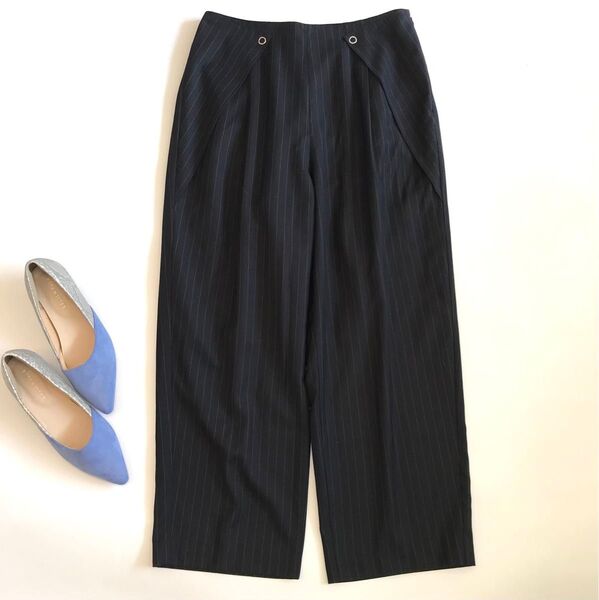 NOMBRE IMPAIR ノンブルアンペール タックパンツ ストライプ ネイビー サイズ0