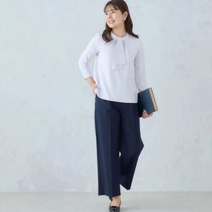 AOKI アオキ 7分袖 2wayラッフルタイブラウス