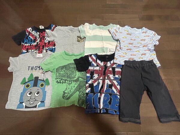 90 95 100 8着セット トーマス 恐竜 黒 ズボン 半袖 Tシャツ 保育園 幼稚園 着替え まとめ売り ベビー キッズ