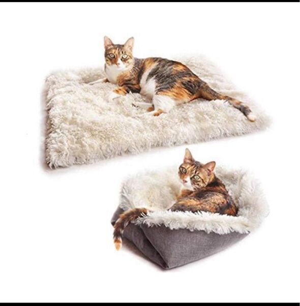 猫ベッド 犬用ベッド ふわふわクッションペットマットレス 猫の家 暖かで柔らかい防寒暖かい 洗えるペットマット 小型犬用