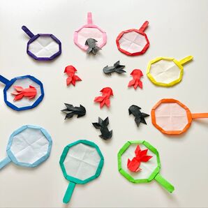 夏祭り カラフル金魚すくい 折り紙