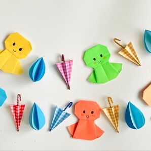 6月 梅雨の 壁面飾り てるてる坊主 ちゃん と カラフル パラソル