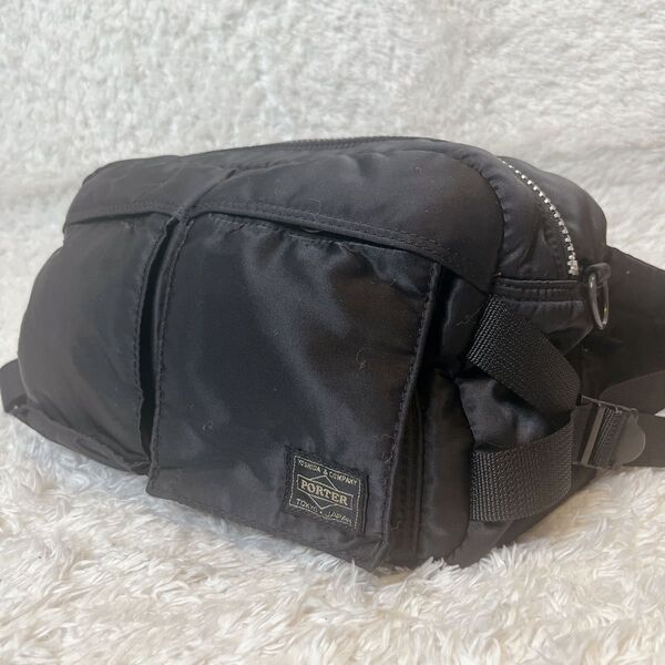 極美品 ポーター タンカー ウエストバッグ ブラック PORTER TANKER ボディバッグ 吉田カバン 黒