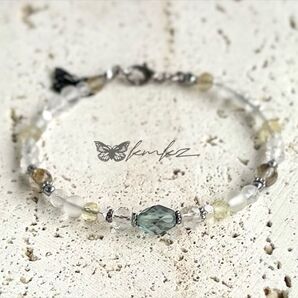 【白苑】グリーンフローライト/トパーズ/タイチンルチル/天然石ブレスレット/ser.Lp's