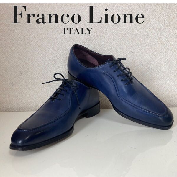 【極美品】Franco Lione ビジネスシューズ ホールカット Uチップ ネイビー SANTONI サントーニ