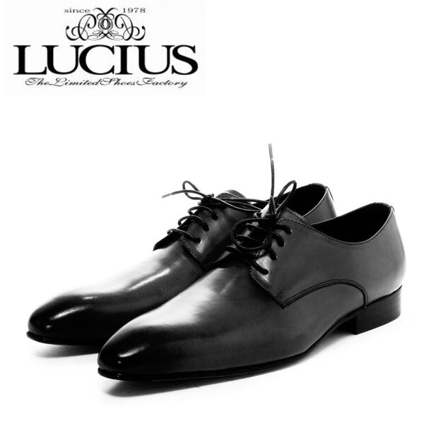 【未使用品】LUCIUS ビジネスシューズ バッファローレザー プレーントゥ 外羽根レースアップシューズ 黒¥19,580