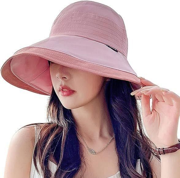 つば広 帽子 ハット UVカット 日焼け防止 小顔 帽子 レディース 紫外線対策 つば広 小顔効果 あご紐付き 通気