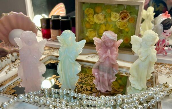 天然石 水晶 パワーストーン 天使 エンジェル ローズクォーツ ※ひとつの値段 置物