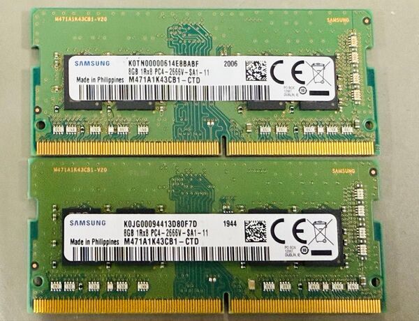 SAMSUNG 8GBメモリ 2枚セット PC4-2666V
