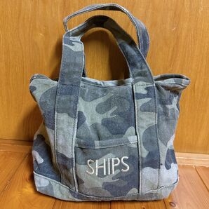 レア ships シップス 小さめ トートバッグ 迷彩柄