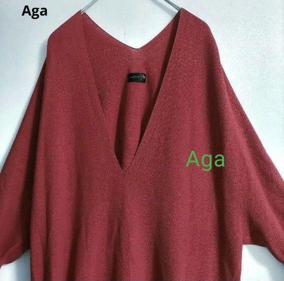 Aga 3Dニットワンピース Vネック