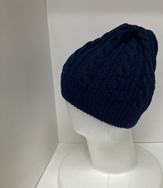 【新品未使用】ハンドメイド ケアキャップ 医療用帽子 年中使える綿100 ユニセックス ネイビー
