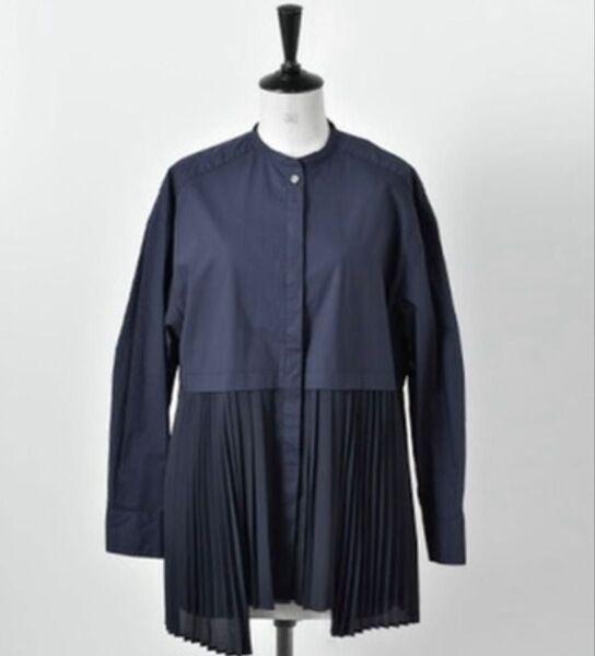 CLANE(クラネ)MIX PLEAT LAYER SHIRTネイビー 2 新品