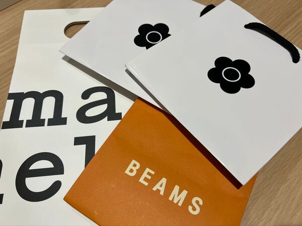 marimekkoマリメッコ BEAMSビームス MARY QUANTマリクワ 紙袋 手提げ袋 ショップ袋 4枚おまとめ
