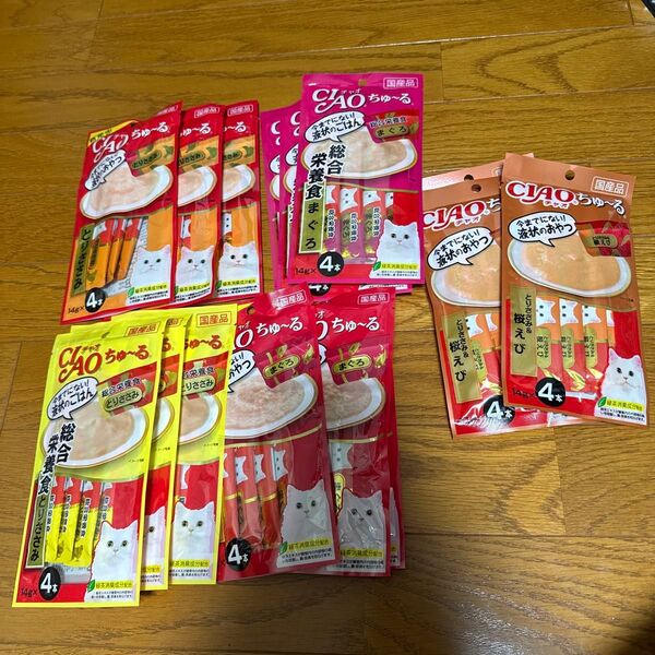 計60本 いなば チャオ CIAO ちゅ~る 5種類 ×15袋 (14g x 60本)
