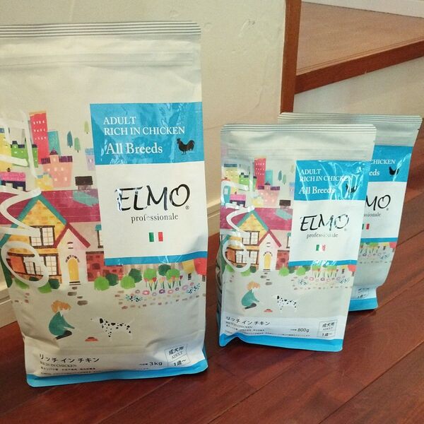 ELMO エルモ ドックフード アダルト リッチインチキン 3kg×1袋、800g×2袋